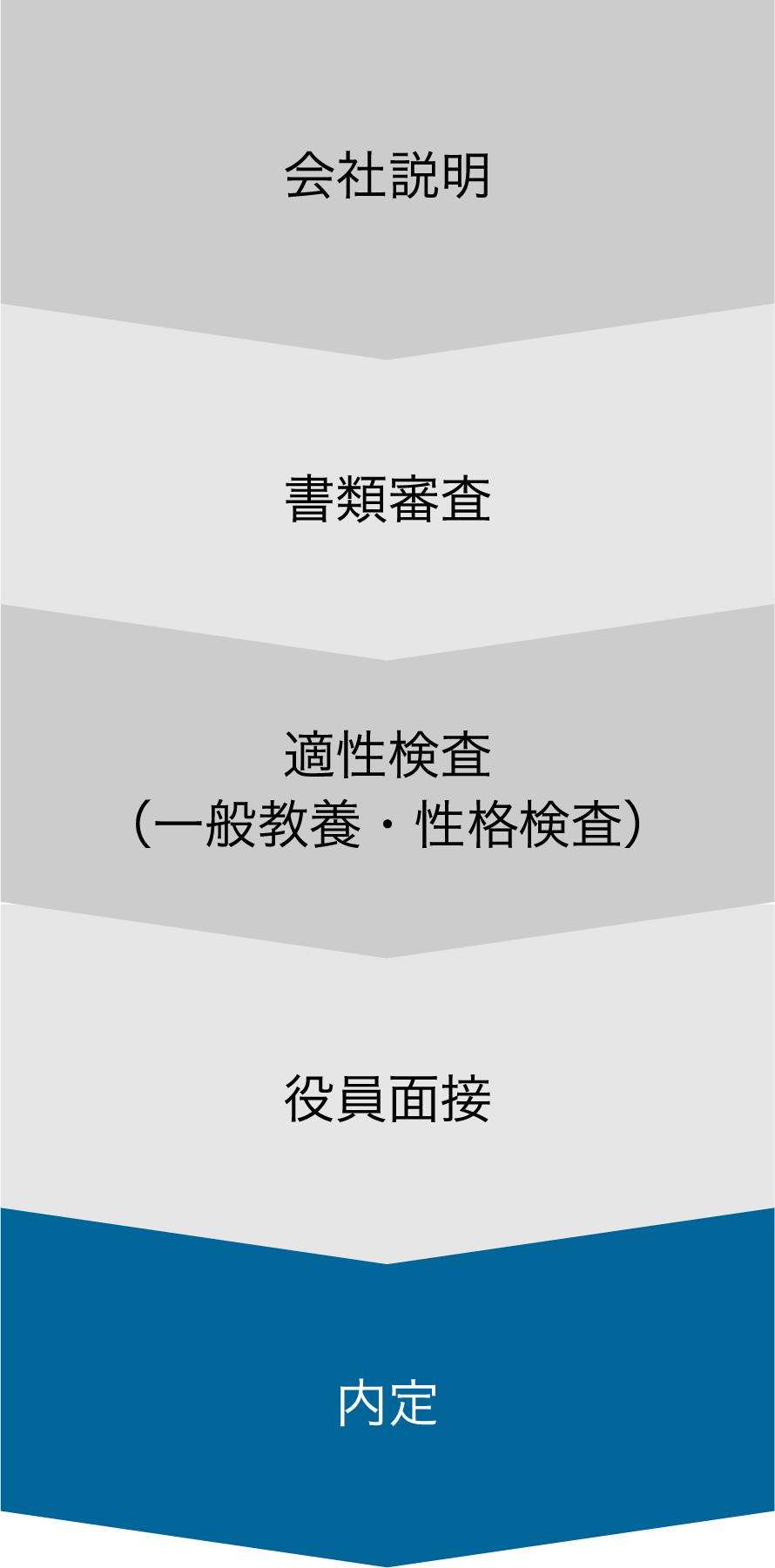 会社説明 書類審査 適性検査（一般教養・性格検査）役員面接 内定